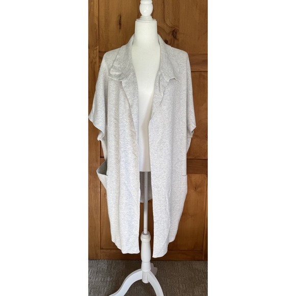 Pure Jill by J. Jill Duster Sweater Vest Gray Cotton Blend Large Flowy Boho - Picture 1 of 10